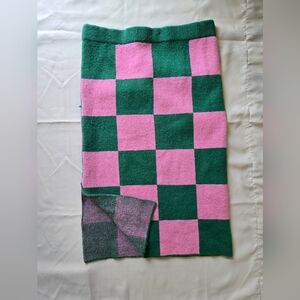Women's Knit Pink And Green Checkered Midi Skirt. Brand: Jade By Jane Size 1x/2X